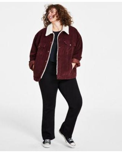 Levi's Levis Trendy Plus Size 90s Cotton Sherpa Long Sleeve Trucker Jacket Perfect Crewneck T Shirt 725 High Rise Bootcut Jeans - Red