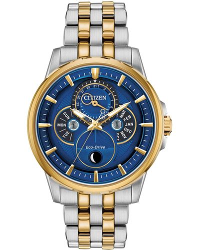 Citizen Eco-drive Calendrier Two-tone Stainless Steel Bracelet Watch 44mm - Multicolor