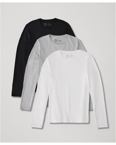 Pact Organic Cotton Cool Stretch Long Sleeve Crew Undershirt 3-pack - Black