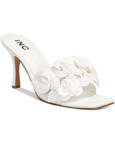 INC International Concepts Weslyn Flower-trim Slide Sandals, Created For Macy's - White