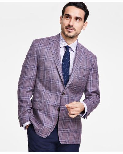 Michael Kors Classic-fit Wool Blend Sport Coats - Purple