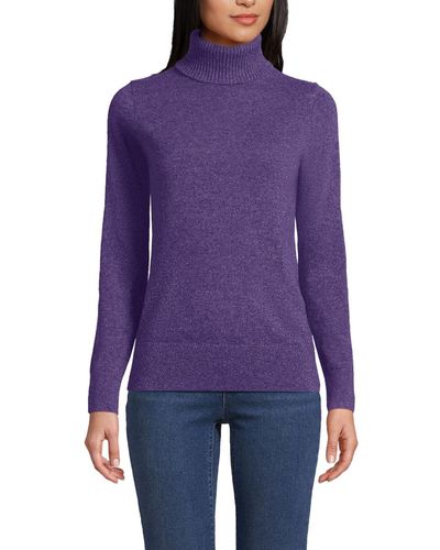 Lands' End Cashmere Turtleneck Sweater - Purple