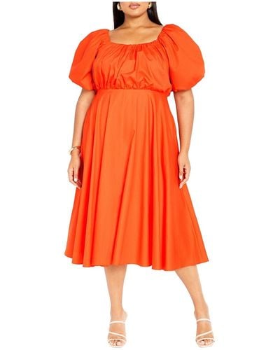 City Chic Plus Size Rosa Bella Dress - Orange