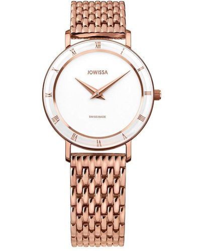 JOWISSA Roma Swiss Rose Gold Plated Ladies 30mm Watch - White
