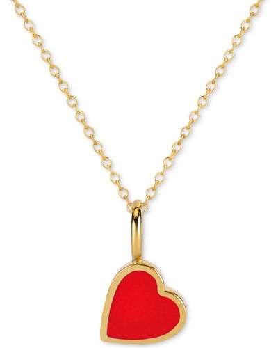 Sarah Chloe Love Count Enamel Heart 16"-18" Pendant Necklace - Metallic