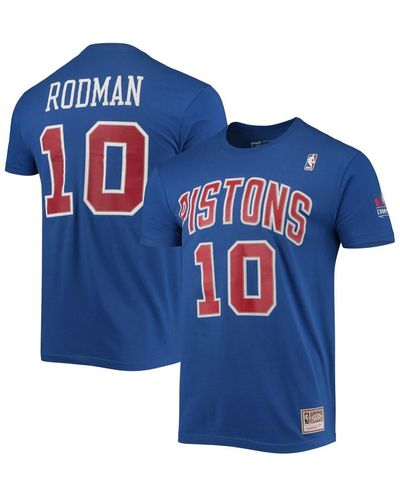 Mitchell & Ness Dennis Rodman Detroit Pistons Hardwood Classics Stitch Name And Number T-shirt - Blue