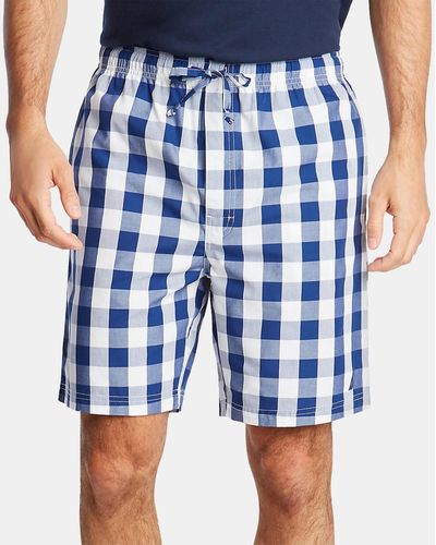 Nautica Cotton Plaid Pajama Shorts - Blue