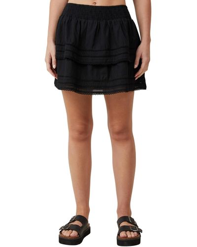 Cotton On Rylee Tiered Lace Mini Skirt - Black