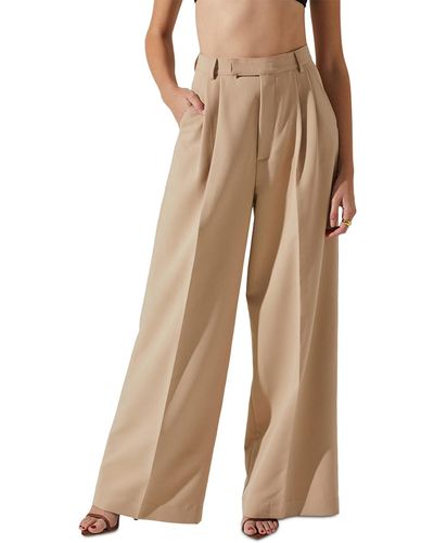 Astr Milani Wide-leg Pleated Pants - Natural
