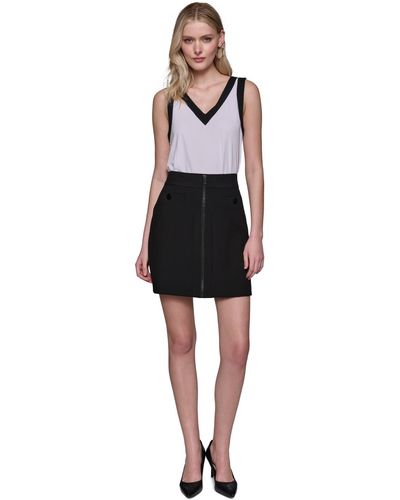 Karl Lagerfeld Faux-front-zipper Mini Skirt - Black
