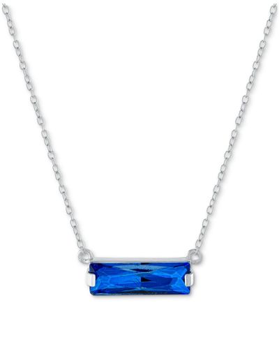 Giani Bernini Crystal Rectangle Solitaire 18" Pendant Necklace - Blue