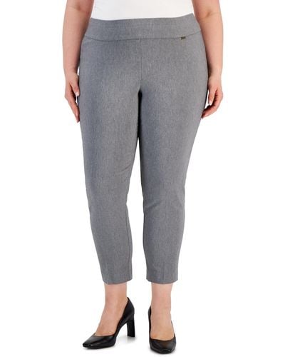 INC International Concepts Plus And Petite Plus Size Tummy-control Skinny Pants - Gray