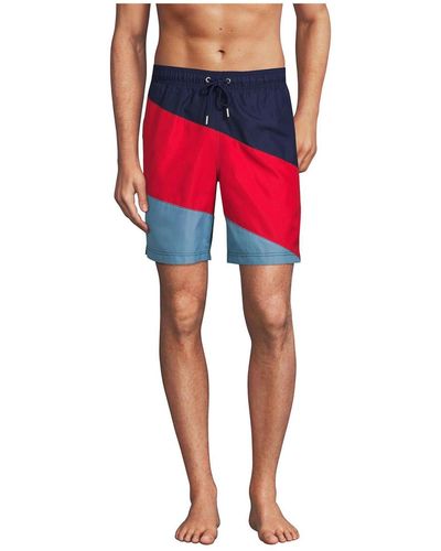 Lands' End 8" Solid Volley Swim Trunks - Red