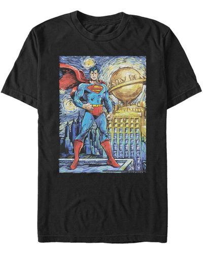 Fifth Sun Superman Superman Starry Night Short Sleeve T-shirt - Black