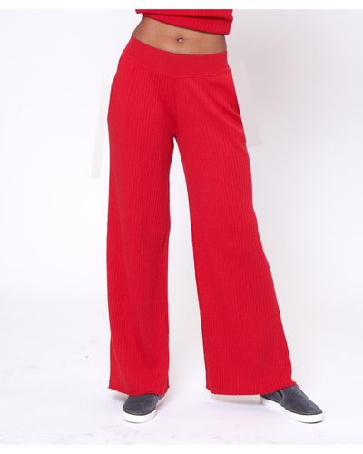 LEIMERE Knit Rosewood Ribbed Pant - Red