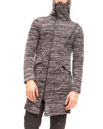 Ron Tomson Modern Hooded Long Knit Sweater - Gray