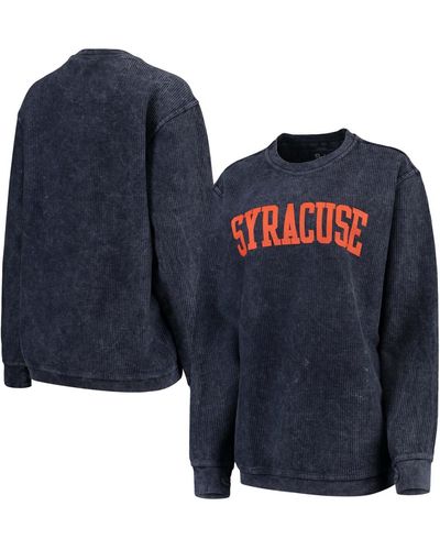 Pressbox Syracuse Orange Comfy Cord Vintage-like Wash Basic Arch Pullover Sweatshirt - Blue