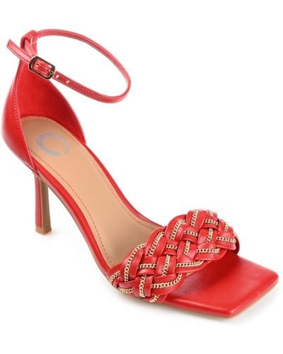 Journee Collection Mabella Braided Chain Sandals - Red
