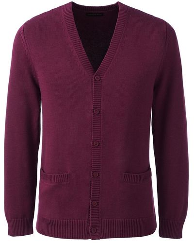 Lands' End School Uniform Cotton Modal Button Front Cardigan Sweater - Purple