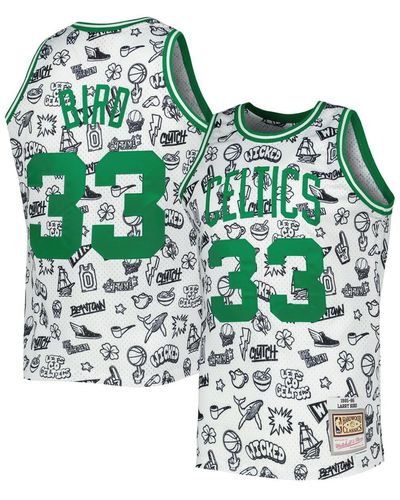 Mitchell & Ness Larry Bird Boston Celtics 1985-86 Hardwood Classics Doodle Swingman Jersey - Green