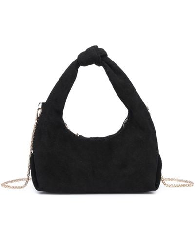 Moda Luxe Blue Leather Fringe Handbag Hobo Purse shoulder 12 high 15 wide