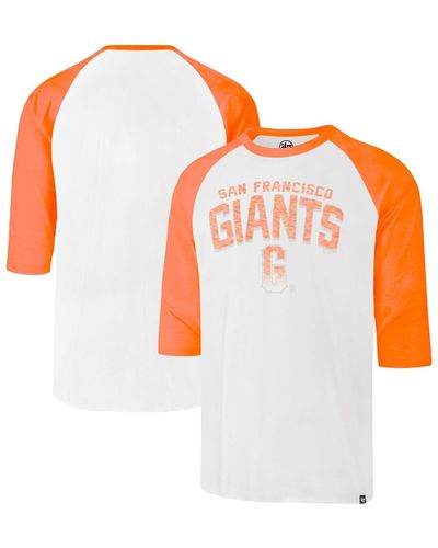 '47 Distressed San Francisco Giants City Connect Crescent Franklin Raglan Three-quarter Sleeve T-shirt - Orange