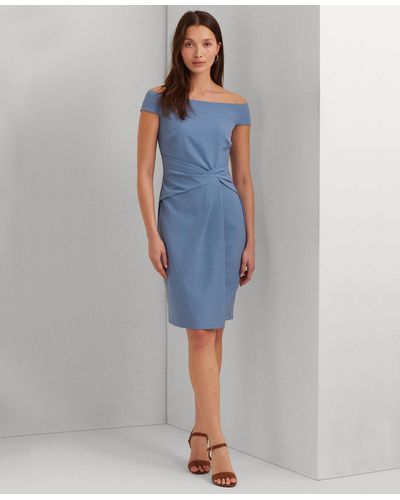 Lauren by Ralph Lauren Off-the-shoulder Sheath Dress - Blue