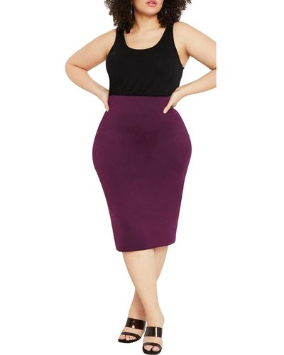 Eloquii Plus Size Neoprene Pencil Skirt - Purple