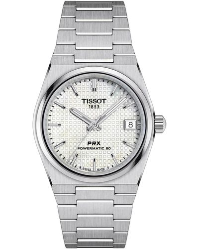 Tissot Swiss Automatic Prx Powermatic 80 Stainless Steel Bracelet Watch 35mm - Gray