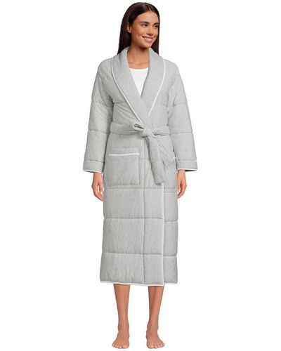 Lands' End Quilted Robe - Gray