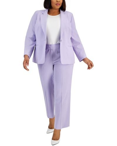 Le Suit Plus Notched-lapel Blazer Pants Suit - Purple