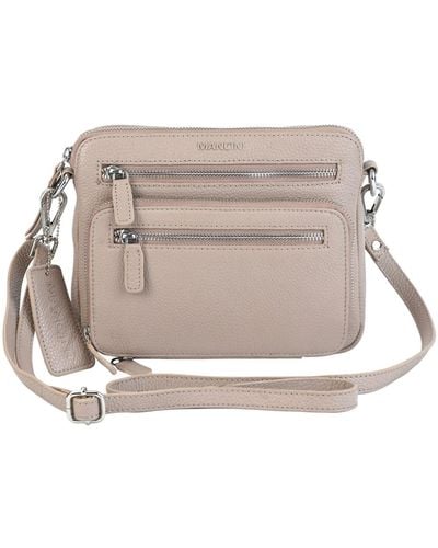 Mancini Pebbled Collection Valerie Leather Mini Crossbody Bag - Natural