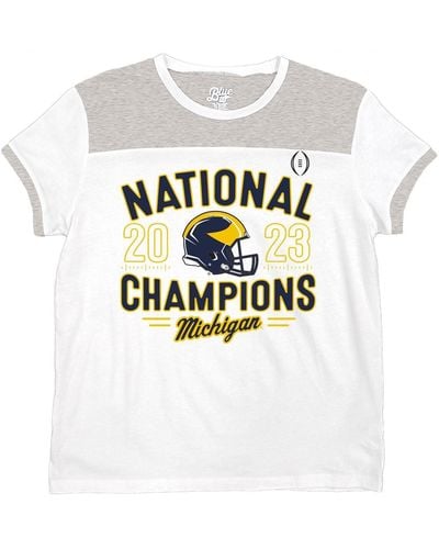 Blue 84 Michigan Wolverines College Football Playoff 2023 National Champions Colorblock T-shirt - White