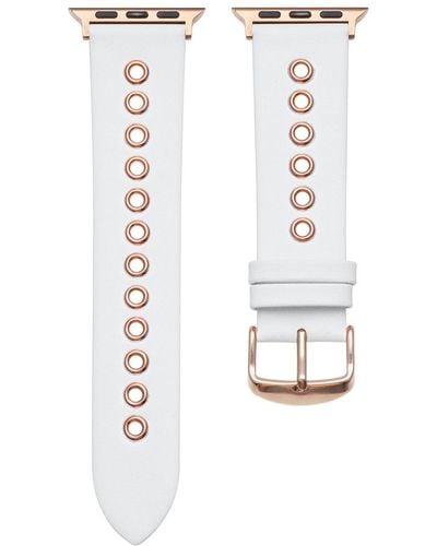The Posh Tech Morgan White Genuine Leather And Grommet Band For Apple Watch