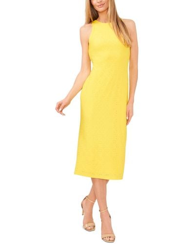 Cece Eyelet Knit Midi Tank Dress - Yellow