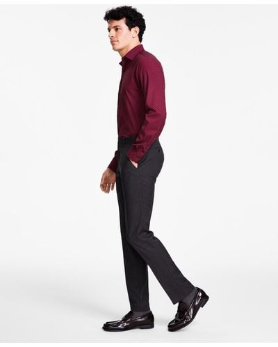 Alfani Slim-fit Windowpane Check Suit Pants - Red