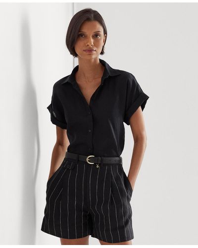Lauren by Ralph Lauren Dolman-sleeve Linen Shirt - Black
