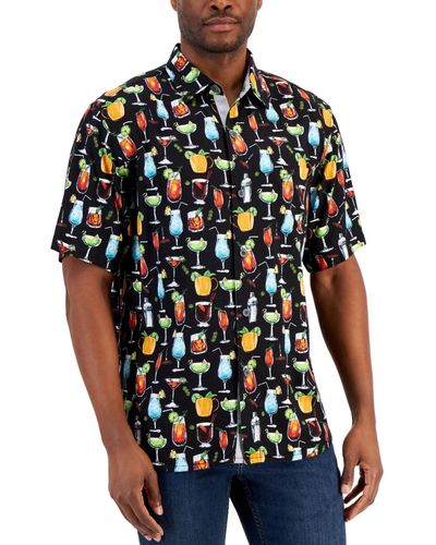 Tommy Bahama Veracruz Cay All Nighter Cocktail Print Short-sleeve Button-up Shirt - Blue