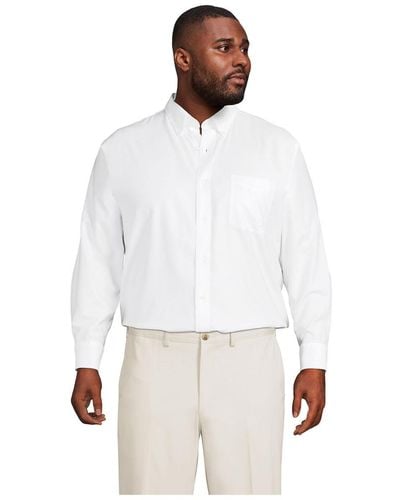 Lands' End Traditional Fit Solid No Iron Supima Oxford Dress Shirt - White