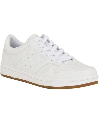 Guess Lensa Low Top Lace Up Court Sneakers - White