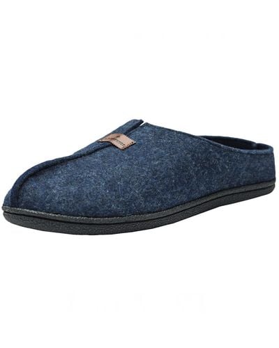 Alpine Swiss Felt Faux Wool Clog Slippers Comfortable Cushion House Shoes - Blue