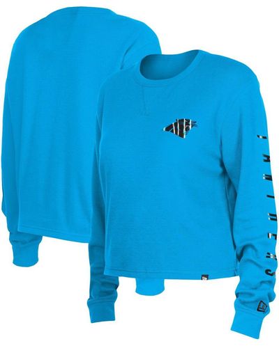 KTZ Carolina Panthers Thermal Crop Long Sleeve T-shirt - Blue