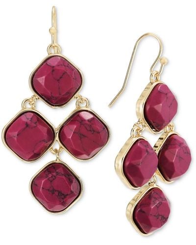Style & Co. Large Color Stone Drop Earrings - Pink
