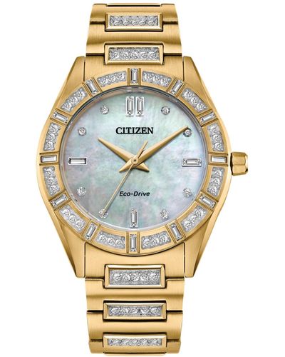 Citizen Eco-drive Crystal Gold-tone Stainless Steel Bracelet Watch 34mm - Metallic
