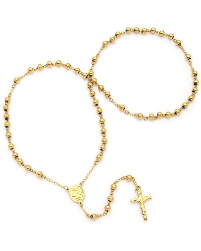 Steeltime 18k Plated Rosary Necklace - Metallic