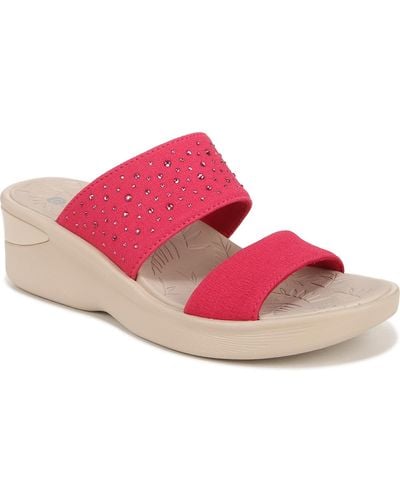 Bzees Sienna Bright Washable Slide Wedge Sandals - Pink