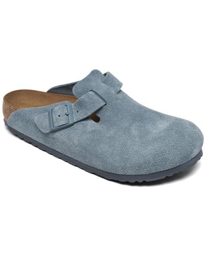Birkenstock Boston Soft Footbed Suede Leather Clogs From Finish Line - Blue