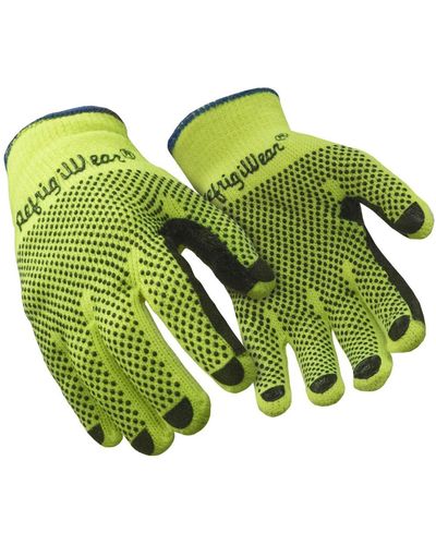 Refrigiwear Midweight Double Sided Pvc Dot Grip Knit Work Gloves (pack Of 12 Pairs) - Green