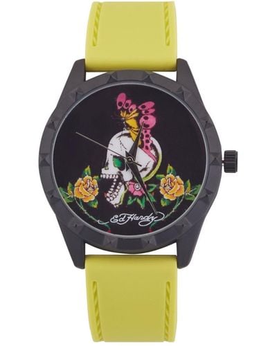 Ed Hardy Quartz Silicone Strap Watch 40mm - Multicolor