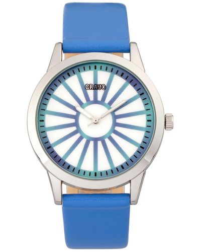 Crayo Unisex Electric Blue Leatherette Strap Watch 41mm